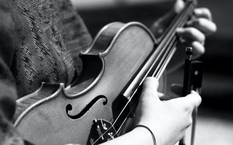 Grayscale Photography of Person Playing Violin photo