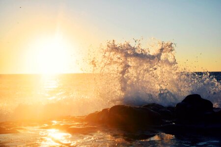 Wave of Water during Sunset photo