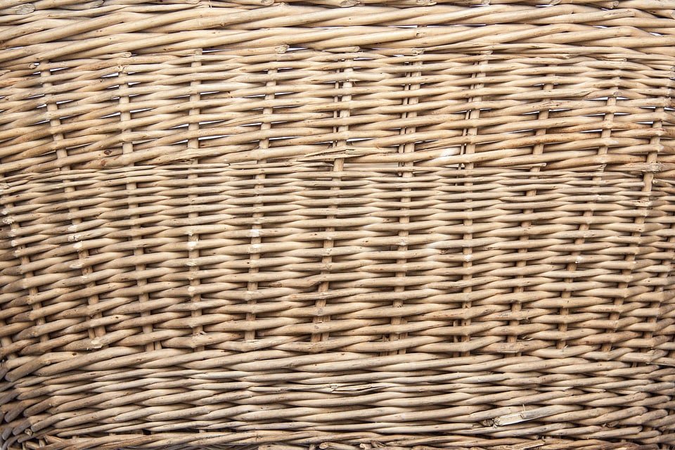 Pliable material wicker basket basket weave