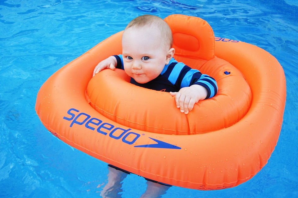 Baby swimming little