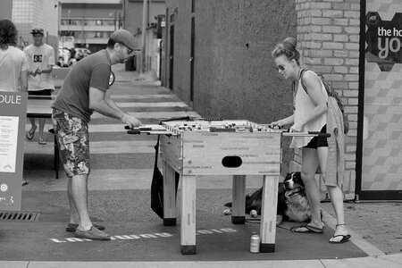 Couple Playing Foose Ball