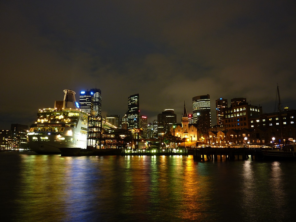 Night city skyscraper