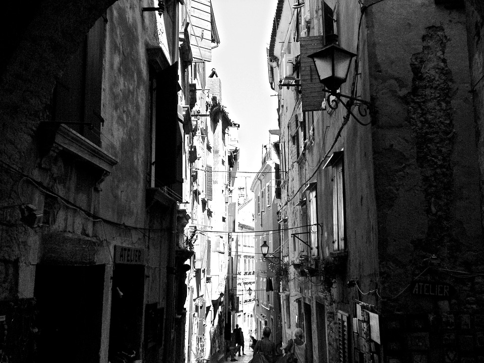 Black white houses wall photo