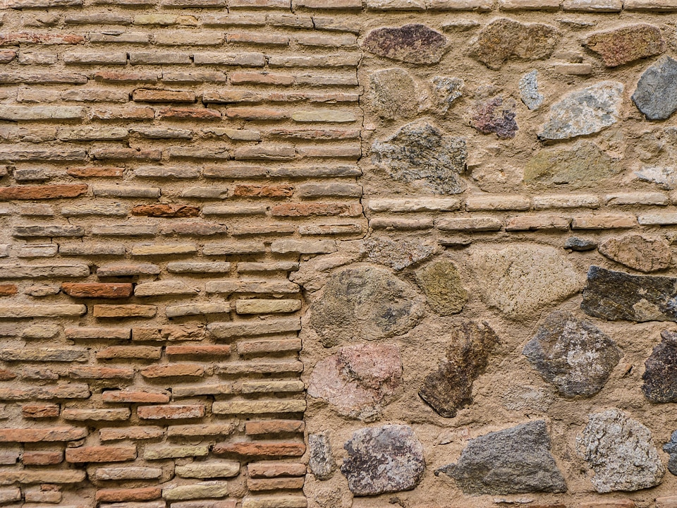Temple old stone wall