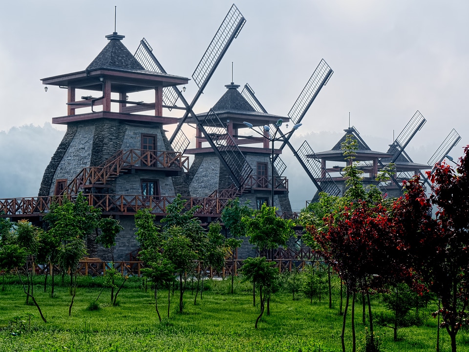 Mills in the fog near sofia