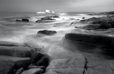 Grayscale Photography of Seashore photo