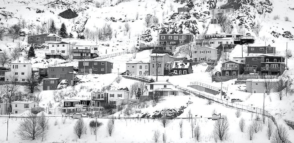 Village on Mountain Covered With Snows photo