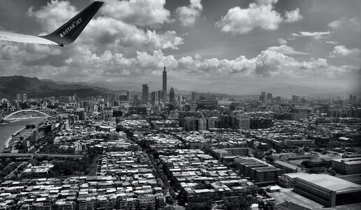Grayscale Photography of Aerial View of City photo