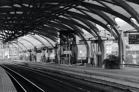 Train Terminal Gray Scale Photo photo