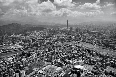 Gray Scale Photo of the City photo