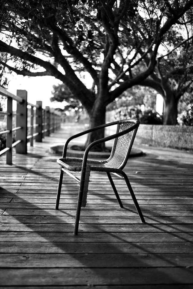 Grey-scale Photo of Chair photo