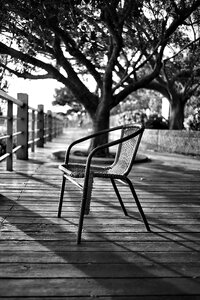 Grey-scale Photo of Chair photo