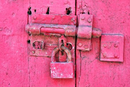 Red Metal Padlock photo