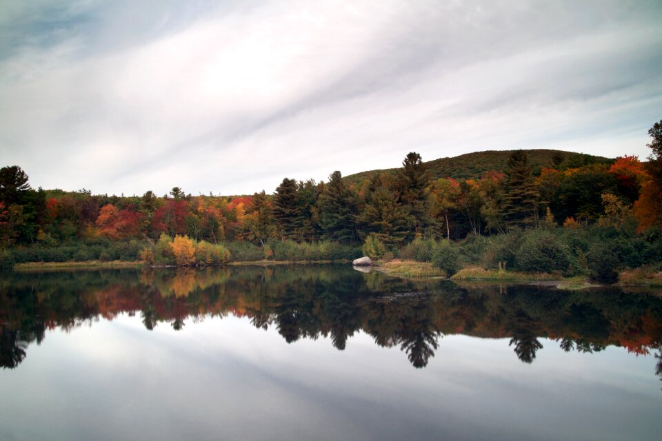 Body of Water Near Trees Under Cloudy Sky