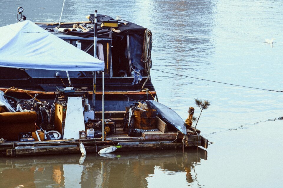 High Angle Photo of Brown and Black Floating House