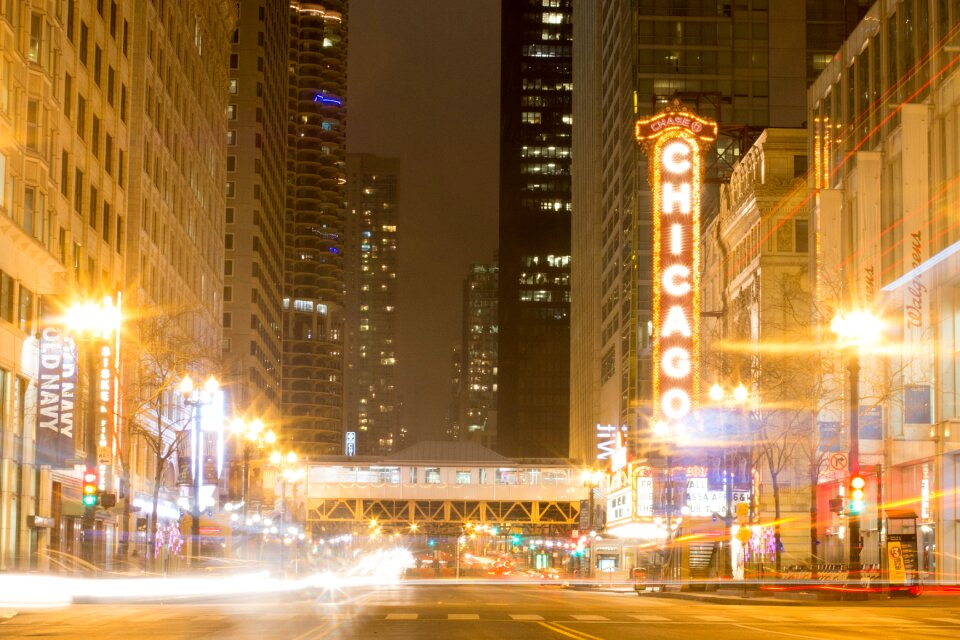 View of City Lit Up at Night