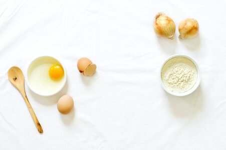 Close-up of Eggs on Table photo