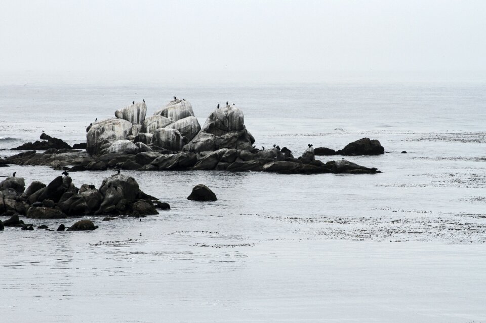 Rocks on Sea Shore Against Sky