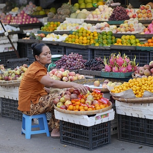 Market woman food fruit photo