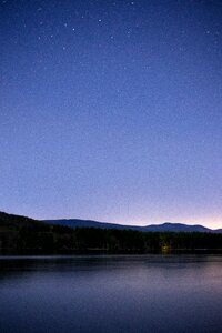 Silhouette of Mountains Near Body of Water photo