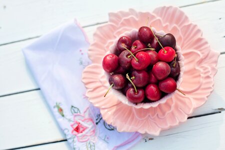 Red Fruits on White Bowl photo