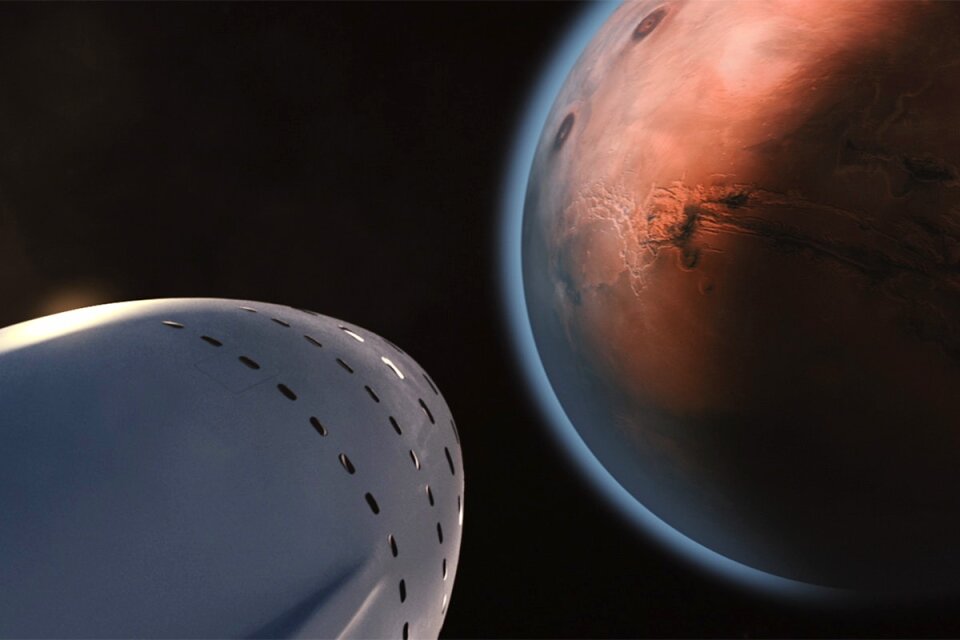 White Space Ship and Brown Planet
