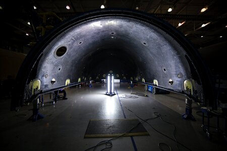 Arched tunnel in rocket assembly hangar photo