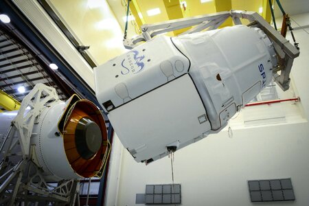 Rocket booster assembly in space center