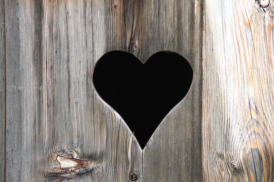 Wooden door love wooden heart
