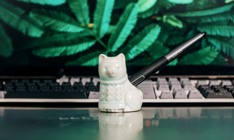 White Dog Ceramic Pen Holder