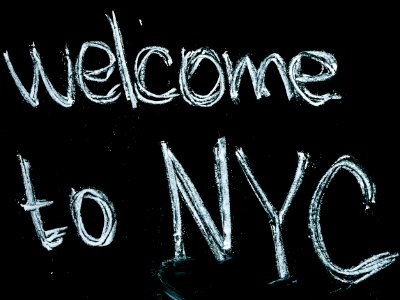 Black Background With Welcome To Nyc Text Overlay photo