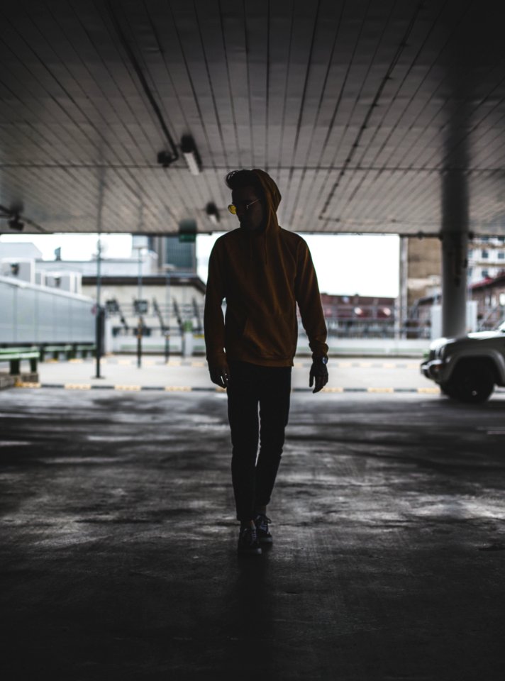 Man Wearing Pullover Hoodie