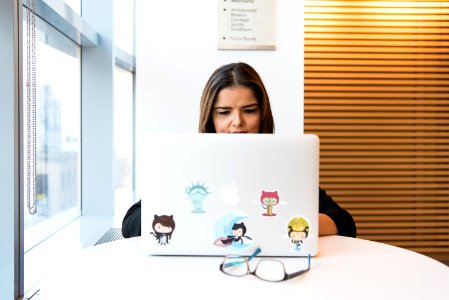 Woman Using Macbook