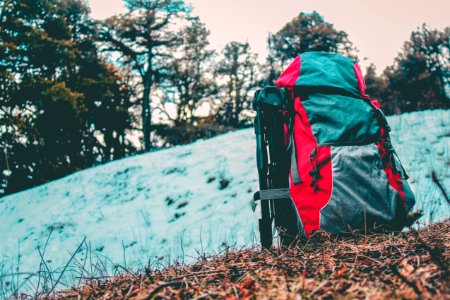 Gray And Red Hiking Backpack