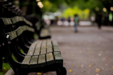 Selective Focus Photography Of Brown Wooden Bench photo