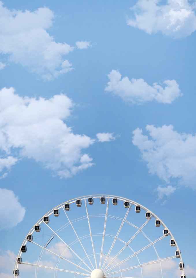 White Ferris Wheel Under White Cloudy Blue Sky