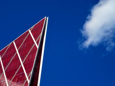 Blue Sky Near Red Building photo