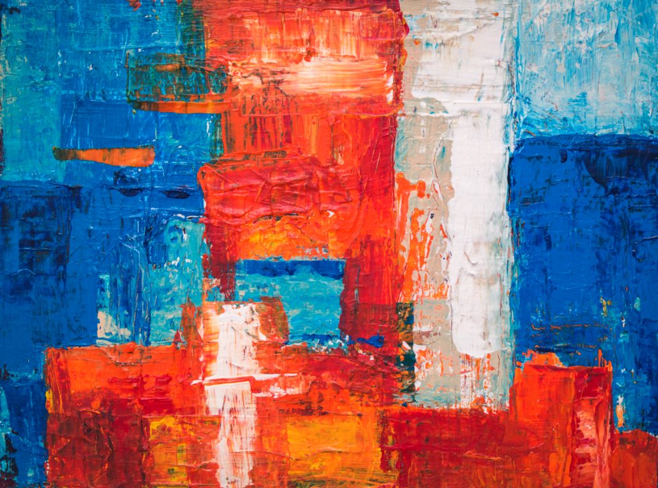 Orange White And Blue Painting