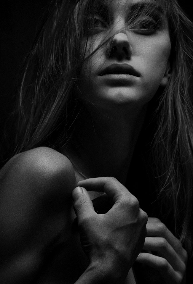 Grayscale Portrait Of Woman