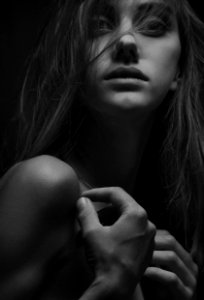 Grayscale Portrait Of Woman