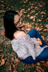 Woman Wearing Black Framed Eyeglasses photo