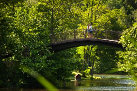 Photo Of Couple Hugging On Bridge Over River