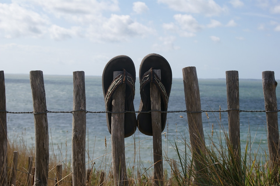 Sandals flip flops sea
