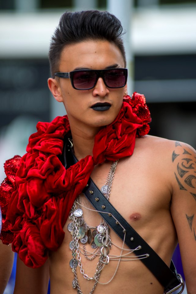 Topless Man Wearing Black Framed Sunglasses