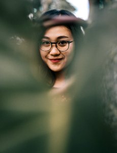 Woman Wearing Eyeglasses With Black Frames