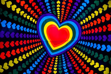 Blue Purple Red And Yellow Heart Printed Poster photo