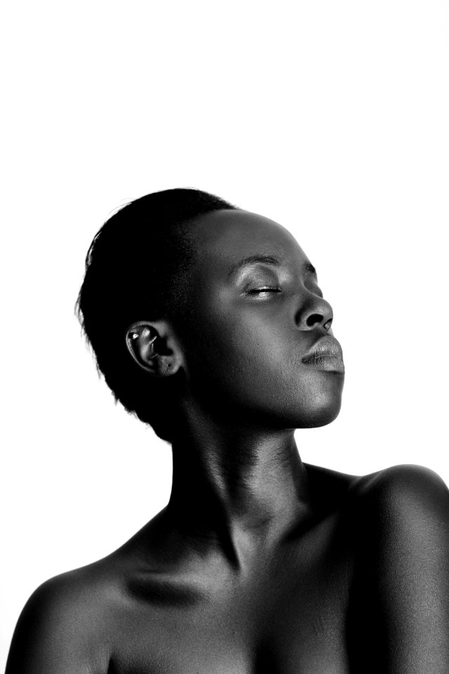Topless Woman With Eyes Close