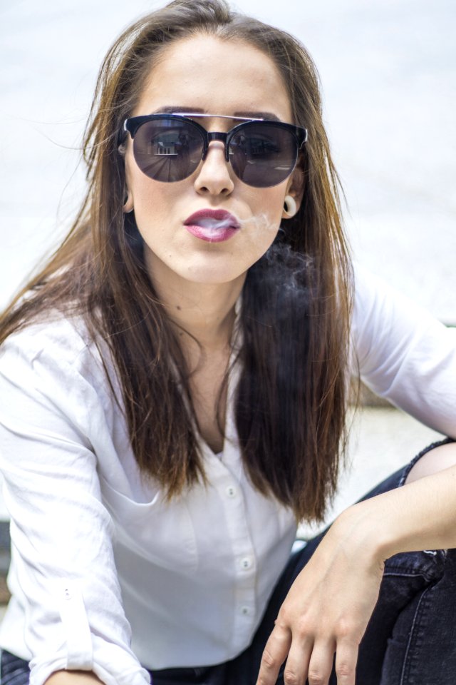 Woman In White Dress Shirt