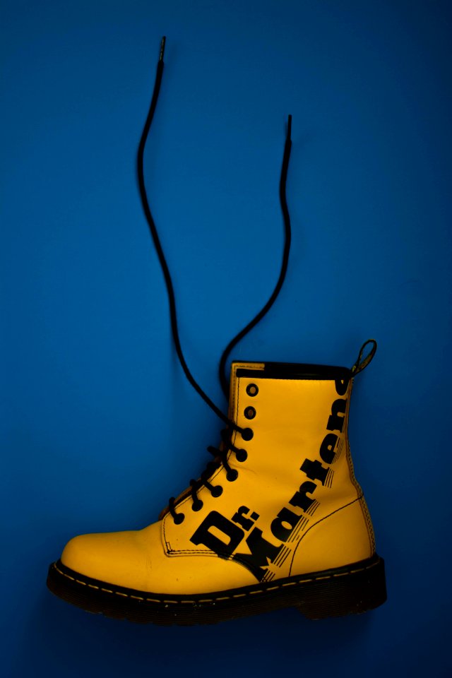 Unpaired Yellow Dr Martens Lace-up Boot