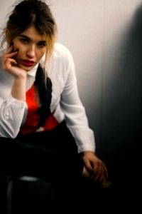 Woman Wearing White Dress Shirt